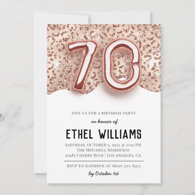 70th Birthday Party Invitation (Front)