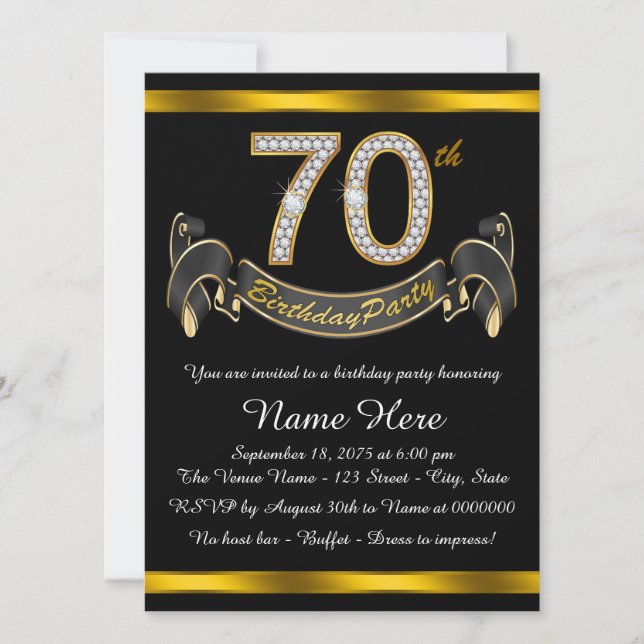 70th Birthday Party Invitation (Front)