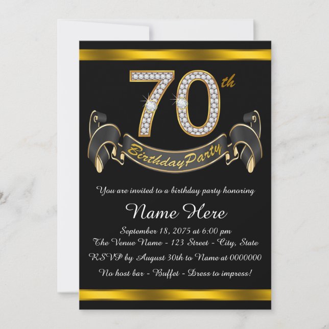 70th Birthday Party Invitation (Front)