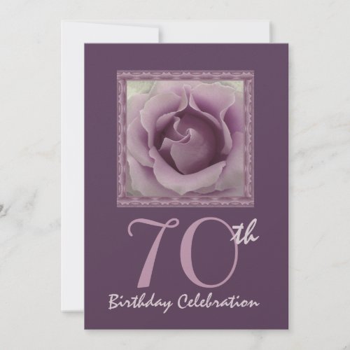 70th Birthday Party Invitation DREAMY PURPLE Rose