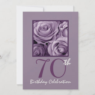 70th Birthday Party Invitation Lilac Purple Roses
