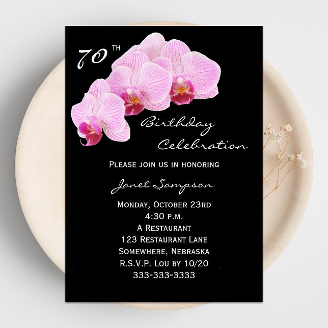 70th Birthday Party Invitation Orchids (Creator Uploaded)