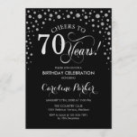 70th Birthday Party Invitation - Silver Black<br><div class="desc">70th Birthday Party Invitation.
Elegant design with faux glitter silver and black. Cheers to 70 Years! Message me if you need further customization.</div>