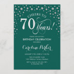 70th Birthday Party Invitation - Silver Green<br><div class="desc">70th Birthday Party Invitation.
Elegant design with faux glitter silver and green. Cheers to 70 Years! Message me if you need further customization.</div>