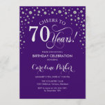 70th Birthday Party Invitation - Silver Purple<br><div class="desc">70th Birthday Party Invitation.
Elegant design with faux glitter silver and purple. Cheers to 70 Years! Message me if you need further customization.</div>