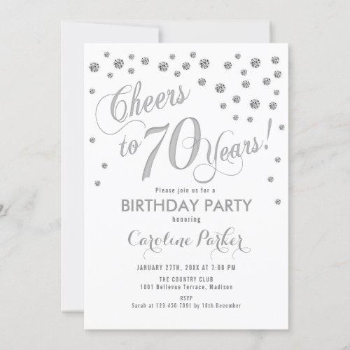 70th Birthday Party Invitation _ Silver White
