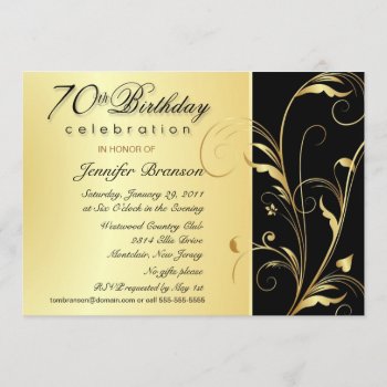 70th Birthday Party Invitations With Monogram by SquirrelHugger at Zazzle