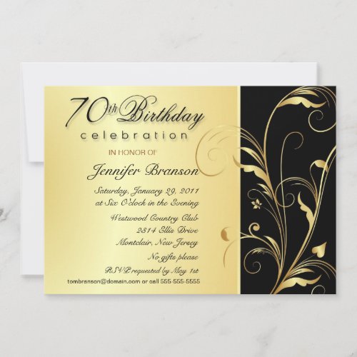 70th Birthday Party Invitations with Monogram