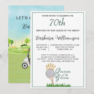 70th Birthday Party Lady Golfer Theme Invitation