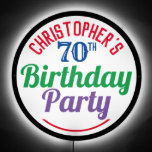 70th Birthday Party LED Sign<br><div class="desc">To celebrate a special birthday. Designed for someone who is 70 years of age. 70th birthday celebration. Birthday party. Add the name and number. Birthday party illuminated sign.</div>