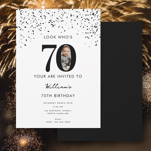 70th Birthday Party Look Whos 70 Modern Photo  Invitation
