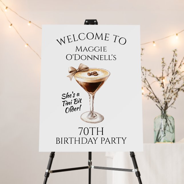 70th Birthday Party Martini Welcome Foam Boards (In Situ (Stand))