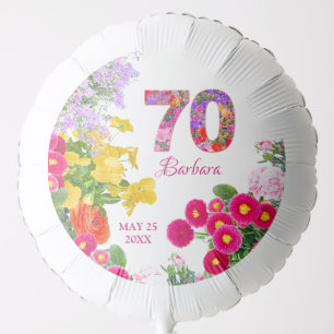70th birthday party modern floral flowers balloon