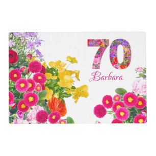 70th birthday party modern floral placemat