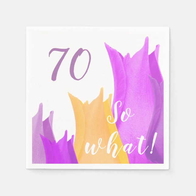70th Birthday party Motivational Tulips Napkins (Front)