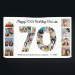 70th Birthday Party Number 70 Photo Collage Banner<br><div class="desc">Mark seventy years of wonderful memories and adventures with this captivating 70th Birthday Number Photo Collage. This customizable template is the perfect blend of creativity and sentiment, allowing you to create a truly memorable gift for your loved one's special day. Capture the essence of incredible years in a single masterpiece...</div>