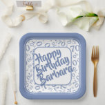 70th Birthday Party Number Pattern Blue White Paper Plates<br><div class="desc">It is easy to personalize the text in the center with the text templates supplied. This over-the-hill design has a blue and white random number pattern with milestone 70 repeated in varied sizes and angles for an all-over print. There is a white square in the center for your text and...</div>