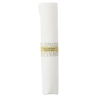 70th Birthday Party Number Pattern Gold and White Napkin Bands