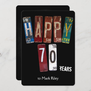 70th birthday party-old license plates invitation