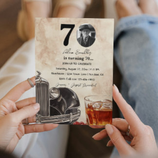 70th Birthday Party | Old Timer Car & Whiskey Invitation