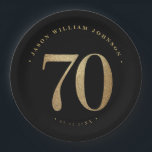 70th Birthday Party Paper Plates<br><div class="desc">70th birthday party paper plates in black and gold</div>