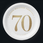 70th Birthday Party Paper Plates<br><div class="desc">70th birthday party paper plates in black and gold</div>