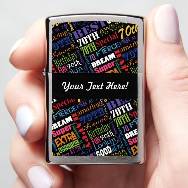 70th Birthday Party Personalized Gifts Zippo Lighter (In Hand)