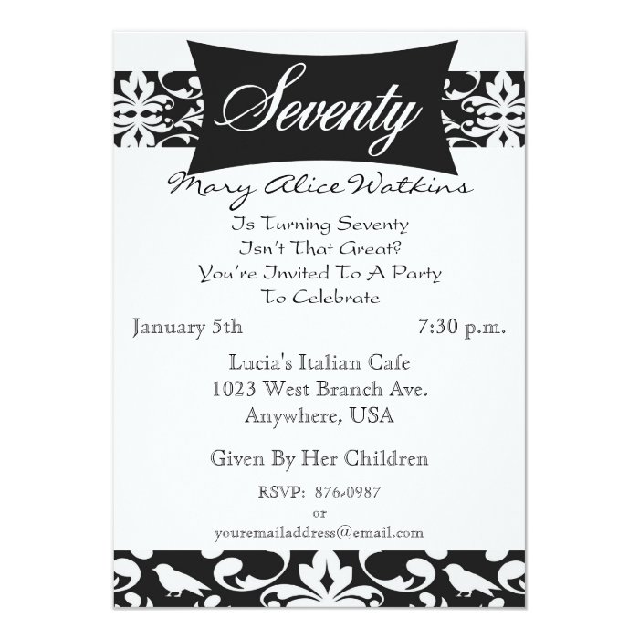 70th Birthday Party Personalized Invitation Zazzle