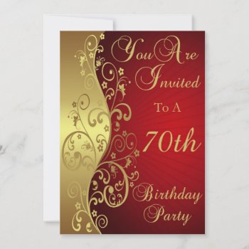 70th Birthday Party Personalized Invitation by NightSweatsDiva at Zazzle