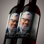 70th Birthday Party Photo Cheers Wine Label<br><div class="desc">This custom 70th birthday wine label features the guest of honor's personalized photo,  name,  and birthday,  along with the words "cheers to 70 years" in modern gold-colored handwriting script. A dark screen helps make the text pop. A great way to celebrate someone who's turning seventy!</div>