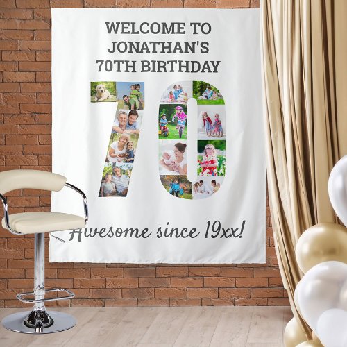 70th Birthday Party Photo Collage Backdrop