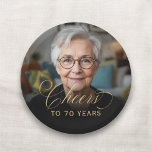 70th Birthday Party Photo Gold Script Cheers  Paper Plates<br><div class="desc">Make your 70th birthday celebration even more special with these elegant photo gold script "Cheers" paper plates. Featuring a personalized photo and a gold script design,  these plates are perfect for adding a sophisticated touch to your milestone birthday party. Ideal for serving food or desserts in style!</div>