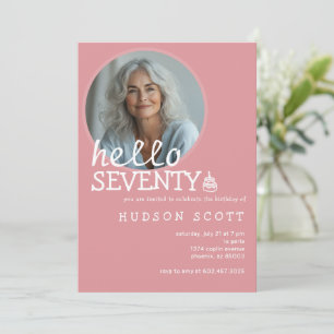 70th Birthday Party Photo Seventy Modern Pink Invitation