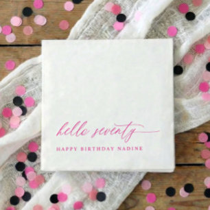 70th Birthday Party Pink Hello 70 Modern Elegant Napkins