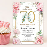 70th Birthday Party Pink Peony Elegant Floral Invitation<br><div class="desc">Celebrate the 70-year milestone in style with our elegant "70th Birthday Party Pink Peony Elegant Floral Invitation!" Perfect for a memorable 70th birthday party. Order your today and make your celebration truly special! Please note: Gold glitter effects are only simulated; no real gold will be used in the printing process...</div>