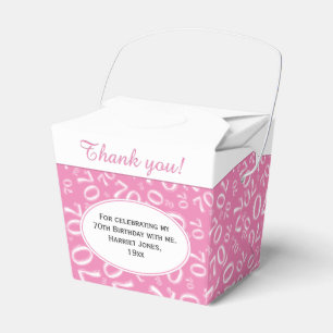 70th Birthday Party Pink/White Number Pattern Favor Boxes