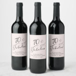 70th Birthday Party Pink Wine Label<br><div class="desc">Chic pink 70th birthday party wine labels featuring "70 & Fabulous" written in an elegant script. Personalize with her name and the party date.</div>