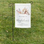 70th Birthday Party Pumpkin Fall Flower Welcome Garden Flag<br><div class="desc">An elegant white watercolor pumpkin is nestled in fall leaves and flowers. The sophisticated blend of deep earth tones and soft pastels creates a unique aesthetic your guests will love. All the text is easily edited,  so you can set just the right tone.</div>