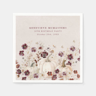 70th Birthday Party Pumpkin Wildflower Custom Napkins