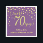 70th Birthday Party Purple and Gold Diamond Napkins<br><div class="desc">70th Birthday Party Invitation with Purple and Gold Glitter Diamond Background. Gold Confetti. Adult Birthday. Man or Woman Birthday. For further customization,  please click the "Customize it" button and use our design tool to modify this template.</div>