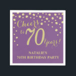 70th Birthday Party Purple and Gold Diamond Napkins<br><div class="desc">70th Birthday Party Invitation with Purple and Gold Glitter Diamond Background. Gold Confetti. Adult Birthday. Man or Woman Birthday. For further customization,  please click the "Customize it" button and use our design tool to modify this template.</div>