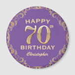 70th Birthday Party Purple and Gold Glitter Frame Magnet<br><div class="desc">70th Birthday Party Purple and Gold Glitter Frame Magnet. For further customization,  please click the "Customize it" button and use our design tool to modify this template.</div>