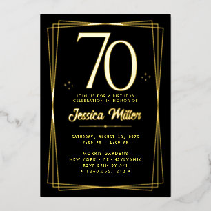 70th Birthday Party Rose Gold Foil Invitation