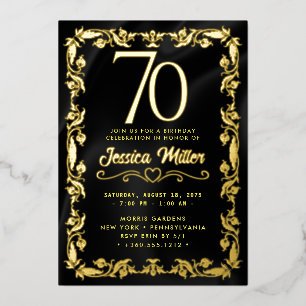 70th Birthday Party Rose Gold Foil Invitation