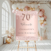 70th birthday rose gold photo silver welcome foam board
