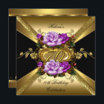 70th Birthday Party Roses Purple Gold Black Invitation<br><div class="desc">70th Birthday Party, Roses Purple Black Gold Birthday Party. Invitation floral flowers, Party birthday invites For All Ages 15th, 16th, 18th 21st, 20th, 30th, 40th, 50th, 60th, etc. This Design Style is Copyrighted © Content and Designs © 2000-2014 Zizzago™ (Trademark) and it's licensors. Customize with your own details and age....</div>