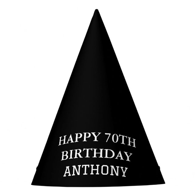 70th Birthday Party Seventy Black Favors  Hat (Front)
