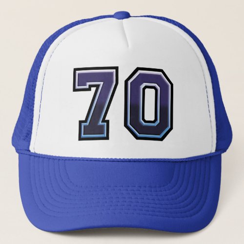 70th Birthday Party Shades of Blue Trucker Hat
