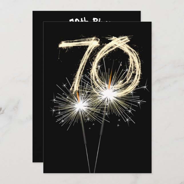 70th Birthday Party Sparklers Invitation (Front/Back)
