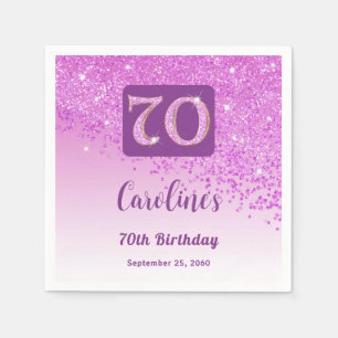 70th Birthday Party Sparkling Pink Glitter Napkins